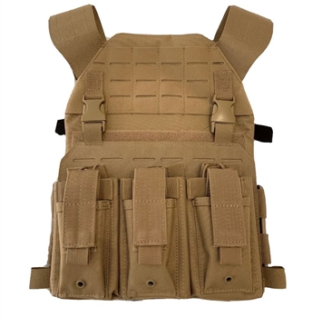 Picture of GUARD DOG BODY ARMOR CERBERUS PLATE CARRIER FDE ADJUSTABLE WITH MULTIPLE POUCHES CERBERUS-FDE