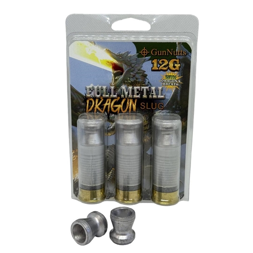 Picture of GunNutts Full Metal Dragon Slug With Dragon's Breath Shotshell Ammunition 12ga 2-3/4'' Slug 3/ct GN-12 GA DRAGON'S BREATH SLUG