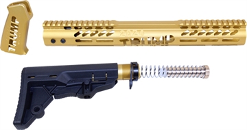 Picture of GUNTEC AR15 TRUMP SERIES FURNITURE SET ANODIZED GOLD TRUMPSETMILGOLD