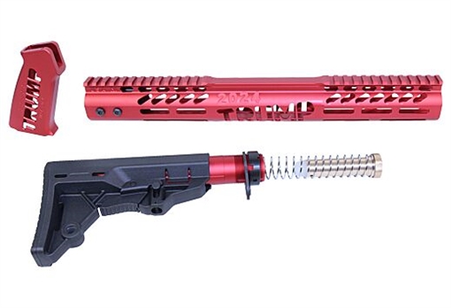 Picture of GUNTEC AR15 TRUMP SERIES FURNITURE SET ANODIZED RED TRUMPSETMILRED