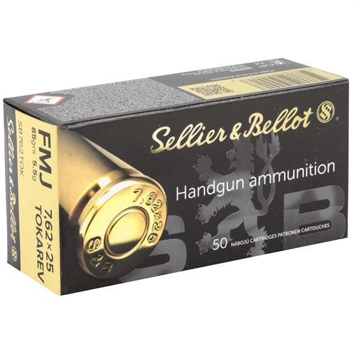 Picture of SELLIER & BELLOT 7.62X25 TOKAREV 85GR FMJ 50RD BOX 30 BOXES PER CASE SB762TOK