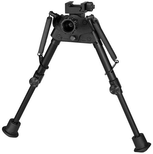 Picture of Harris Bipods S-BR2P Swivel BR Picatinny, 6-9", Black Steel/Aluminum, Self Leveling Legs, Rubber Feet SBR2P