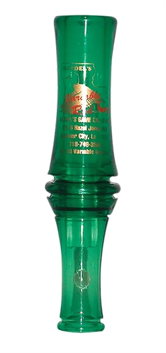 Picture of Haydel's Game Calls "Redleg" Mallard Variable Tone Open Call Double Reed Mallard Sounds Attracts Ducks Green Plastic VR00