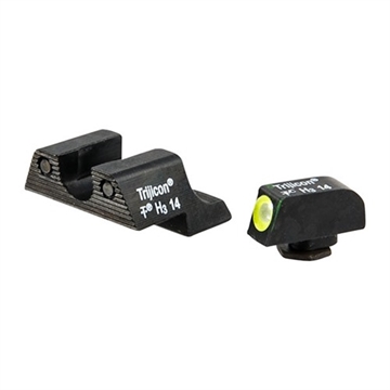 Picture of Trijicon HD Night Sights Green/Tritium Yellow Outline Front Sight-Green Tritium Black Outline Rear Sight Glock 42/43 Small Frame 600784