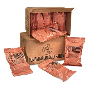 Picture of HDR US MILITARY SURPLUS MRE, NO HEATING ELEMENT, HUMANITARIAN, 10 MEALS/CS, 48 CS/PALLET MREPALLET