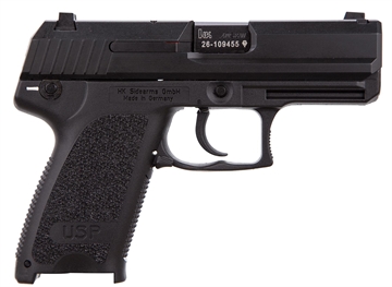 Picture of Heckler & Koch USP Compact, Double Action/Single Action, Semi-automatic, Polymer Frame Pistol, Compact, 40S&W, 3.58" Barrel, Matte Finish, Black, 3 Dot Sights, Manual Safety/Decocker, 12 Rounds, 2 Magazines 81000336