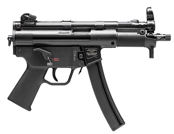 Picture of Heckler & Koch SP5K-PDW, Pistol, Semi-automatic, 9MM, 5.83" Barrel, Threaded Barrel, Steel, Matte Finish, Black, Polymer Pistol Grip, Iron Sights, Ambidextrous Safety, 30 Rounds, 2 Magazines, Ambidextrous 81000481