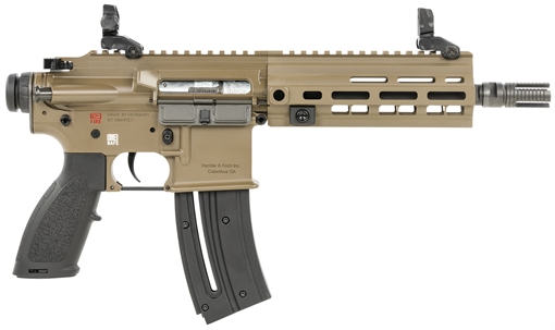 Picture of HK 416 Sports South Exclusive 22 LR 20+1 8.50" Black Steel Threaded Barrel, Flat Dark Earth Aluminum w/M-LOK & Picatinny Rail Receiver, Black Polymer Grip, Right Hand 81000530
