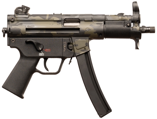 Picture of HK SP5 Sports South Exclusive 9mm Luger 30+1 8.86" Black Steel Barrel Aluminum Woodland Camo Right Hand 81001152