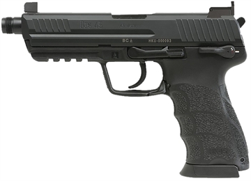 Picture of Heckler & Koch HK45 Tactical, Semi-automatic, V1 DA/SA, Full Size, 45 ACP, 5.2" Threaded Barrel, Matte Finish, Black, Manual Safety, Front Night Sight, 10 Rounds, 2 Magazines 81001117