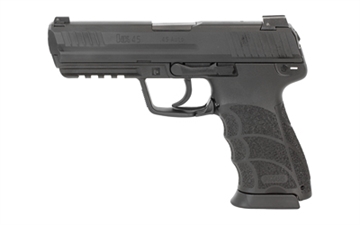 Picture of HK HK45 V7 LEM .45 ACP DAO 10+1 4.46" Black Polygonal Rifled Barrel, Black Cerakote Serrated Steel Slide, Black Polymer Frame w/Picatinny Rail, Ambidextrous 81001114
