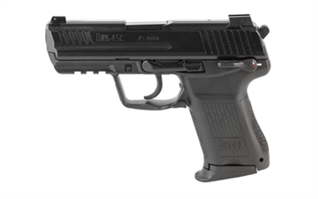 Picture of HK HK45C V1 Compact Frame 45 ACP 8+1 3.94" Black Polygonal Rifled Barrel, Black Serrated Steel Slide, Black Polymer Frame w/Picatinny Rail, Black Interchangeable Backstrap Grip, Ambidextrous 81001111