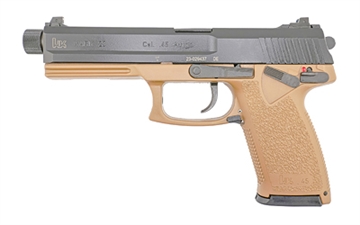 Picture of Heckler & Koch Mark 23, Double Action/Single Action, Semi-automatic, Polymer Frame Pistol, Full Size, 45 ACP, 5.87" Threaded Barrel, Threaded 16X1 RH, Cerakote Finish, Flat Dark Earth Frame, Black Slide, 3 Dot Sights, Decocker and Ambidextrous Safety, 12 Rounds, 2 Magazines 81000868