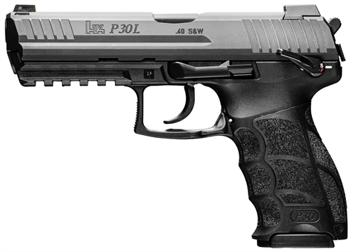 Picture of HK P30L V3 40 S&W 10+1 4.45" Black Polygonal Rifled Barrel, Black Cerakote Long/Serrated Steel Slide, Black Polymer Frame, w/Picatinny Rail, Black Interchangeable Backstrap Grip, Ambidextrous 81001096