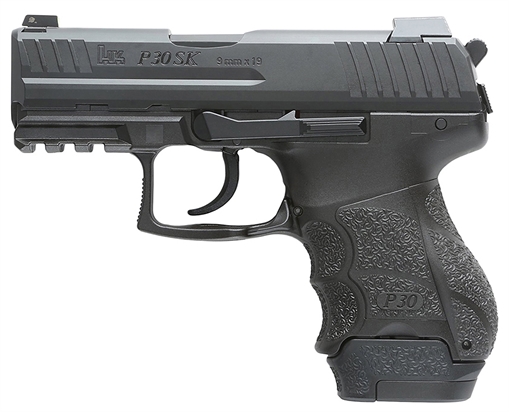 Picture of HK P30SK V3 Sub-Compact Frame 9mm Luger 12+1/15+1 3.27" Black Steel Barrel, Black Cerakote Serrated Steel Slide, Black Polymer Frame w/Picatinny Rail, Ambidextrous 81001107