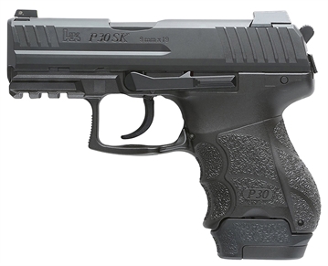 Picture of HK P30SK V3 Sub-Compact Frame 9mm Luger 12+1/15+1 3.27" Black Steel Barrel, Black Cerakote Serrated Steel Slide, Black Polymer Frame w/Picatinny Rail, Ambidextrous 81001107