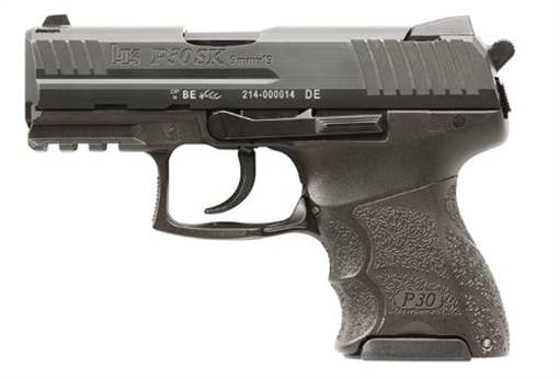Picture of HK P30SK V3 Sub-Compact Frame 9mm Luger 10+1 3.27" Black Steel Barrel, Black Cerakote Serrated Steel Slide, Black Polymer Frame w/Picatinny Rail, Ambidextrous 81001108