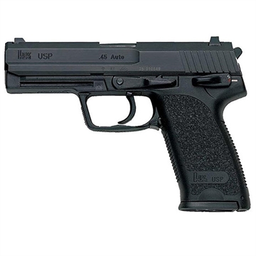Picture of Heckler & Koch USP, V1, Double Action/Single Action, Semi-automatic, Polymer Frame Pistol, Full Size, 45ACP, 4.41" Barrel, Matte Finish, Black, 3 Dot Sights, Manual Safety/Decocker, 12 Rounds, 2 Magazines 81000322
