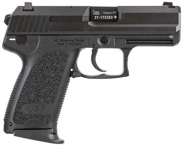 Picture of HK USP V7 LEM Compact 9mm Luger 10+1 3.58" Black Polygonal Rifled Barrel, Black Serrated Slide, Black Polymer Frame, Black Polymer Grip, Ambidextrous 81000335