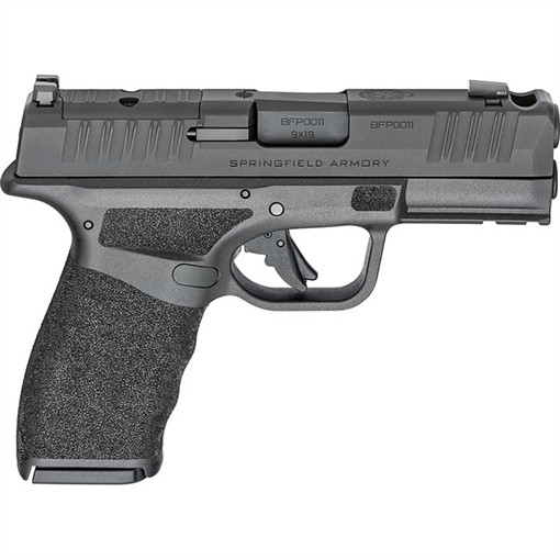 Picture of Springfield Hellcat Pro Comp OSP, Striker Fired, Semi-automatic Pistol, 9MM, 3.7" Hammer Forged Barrel with Comp, Melonite Finish, Black, Adaptive Textured Grip, Tritium Front Sight, Tactical Rack U-Notch Rear Sight, 2 Magazines, 15 Rounds HCP9379BOSP-15-COMP HCP9379BOSP15COMP