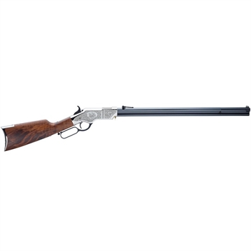 Picture of Henry Original Silver Deluxe Full Size 44-40 Win 13+1 24.50" Blued Octagon Barrel, Engraved Nickel-Plated Steel Receiver, American Walnut Wood Stock Right Hand H011SD