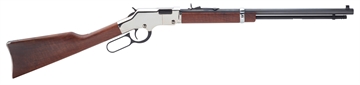Picture of Henry Golden Boy Silver 22 Short, 22 Long or 22 LR Caliber with 16 LR/21 Short Capacity, 20" Blued Barrel, Nickel-Plated Metal Finish & American Walnut Stock Right Hand (Full Size) H004S