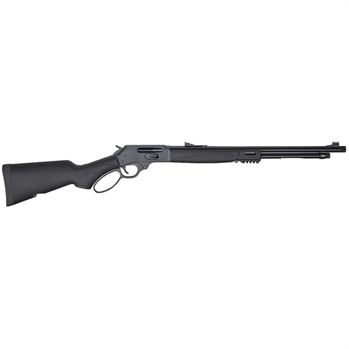 Picture of Henry Repeating Arms Lever Action Shotgun X, 410 Gauge, 2.5" Chamber, 20" Barrel, Blued Finish, Black Synthetic Stock, M-Lok, Large Loop Lever, Picatinny Rail, 5Rd, Brass Drilled and Tapped for a Weaver 63B Mount, Fiber Optic Front Sight H018X-410 H018X410