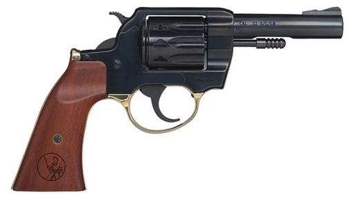 Picture of Henry Repeating Arms Golden Boy Revolver, DA/SA, 22 LR, 4" Barrel, Polished Finish, Blue Steel and Brass, American Walnut Gunfighter Grips, Fixed Notch Rear Sight, Screw On Post Front Sight, 10 Rounds H016GD