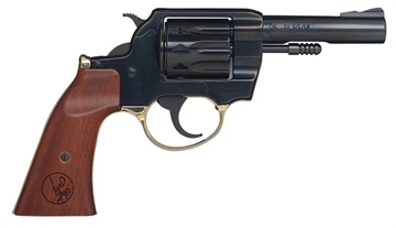 Picture of Henry Repeating Arms Golden Boy Revolver, DA/SA, 22 LR, 4" Barrel, Polished Finish, Blue Steel and Brass, American Walnut Gunfighter Grips, Fixed Notch Rear Sight, Screw On Post Front Sight, 10 Rounds H016GD