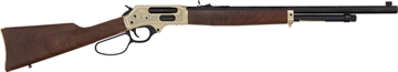 Picture of Henry Repeating Arms Brass, Wildlife Edition, Lever Action Rifle, 45-70 Government, 22" Octagon Barrel, Brass Receiver, Bear and Moose Engraving, Large Loop Lever, Side Gate, Fully Adjustable Semi Buckhorn Sights, American Walnut Stock, 4 Rounds H010BGWL