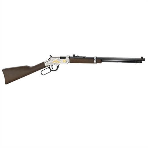 Picture of Henry Repeating Arms Golden Boy, Second Amendment Tribute, Lever Action, 22 LR, 20" Octagon Barrel, Engraved Nickel Receiver, Walnut Stock, Adjustable Sights, 16 Rounds H004SAT