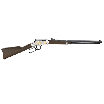 Picture of Henry Repeating Arms Golden Boy, Second Amendment Tribute, Lever Action, 22 LR, 20" Octagon Barrel, Engraved Nickel Receiver, Walnut Stock, Adjustable Sights, 16 Rounds H004SAT