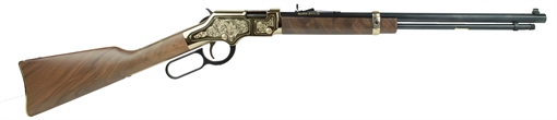 Picture of Henry Golden Boy Deluxe 4th Edition 22 Short, 22 Long or 22 LR, 16 LR/21 Short Capacity, 20" Blued Octagon Barrel, Engraved Brasslite Rec, American Walnut Stock, Ad. Buckhorn Sights H004D4