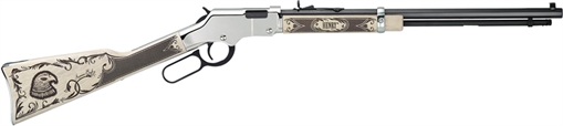 Picture of Henry Golden Boy Silver American Eagle Full Size 22 Short, 22 Long, 22 LR, 16 LR/21 Short, 20" Blued Barrel, Nickel-Plated Metal Finish & Ivory American Walnut Stock Right Hand H004AE