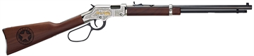 Picture of Henry Repeating Arms Golden Boy Texas Rangers, Lever Action Rifle, 22 LR, 20" Octagon Barrel, Nickel Plated, Engraved Receiver with 24K Gold Plating, Engraved American Walnut Stock, Fully Adjustable Semi buckhorn Sights, Large Loop Lever, 16 Rounds H004TR