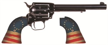 Picture of Heritage Mfg RR22B4HBR Rough Rider Betsy Ross 22 LR 6 Shot, 4.75" Black Steel Barrel, Black Zinc Alloy Frame, Black Cylinder, US Flag Polymer Grip, Hammer/Thumb Safety, Exposed Hammer RR22B4-HBR