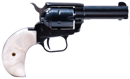 Picture of Heritage Mfg Rough Rider 22 LR 22 WMR 6 Shot, 3.50" Black Steel Barrel, Black Zinc Alloy Frame, Black Cylinder, White Pearl Birdshead Grip, Hammer/Thumb Safety, Exposed Hammer RR22MB3BHPRL