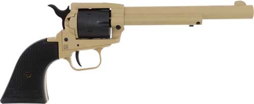 Picture of Heritage Mfg Rough Rider 22 LR 6 Shot, 6.50" Sabre Sand Cerakote Steel Barrel & Frame, Black Satin Cylinder, Black Polymer Grip, Hammer/Thumb Safety, Exposed Hammer SRR22V6