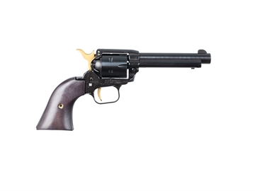 Picture of Heritage Mfg RR22B4-GLD Rough Rider 22 LR 6 Shot 4.75" Black Oxide Alloy Steel Barrel, Black w/Gold Accents Zinc Alloy Frame, Black Oxide Cylinder, Black Laminate Wood Grip RR22B4-GLD RR22B4GLD