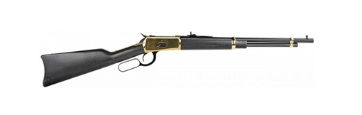 Picture of Heritage Mfg 92 357 Mag 8+1 18" Black Steel Barrel, Gold PVD Stainless Steel Receiver, Black Fixed Wood Stock H9235718G