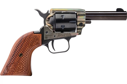 Picture of Heritage Mfg Barkeep 22 LR 6 Shot, 3" Black Oxide Steel Barrel, Simulated Case Hardened Zinc Alloy Frame, Black Oxide Cylinder, Custom Scroll Wood Grip, Manual Safety, Exposed Hammer BK22CH3WBRN10