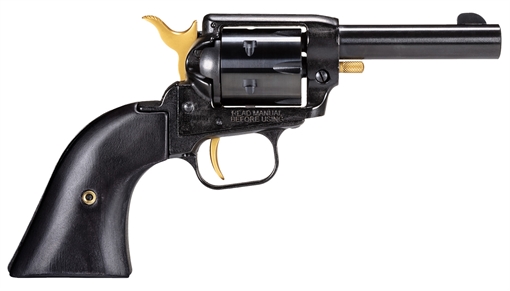 Picture of Heritage Mfg BK22B3-GLD Barkeep 22 LR 6 Shot, 3.60" Black Oxide Steel Barrel, Black Oxide w/Gold Controls Zinc Alloy Frame, Black Oxide Cylinder, Black Laminate Grip, Manual Safety, Exposed Hammer BK22B3-GLD BK22B3GLD