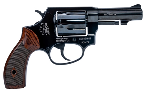 Picture of Heritage Mfg Roscoe Small Frame 38 Special +P 5rd 3" Black Polished Alloy Steel Barrel & Cylinder, Black Polished Carbon Steel Frame, Wood Grip, Transfer Bar Safety HR38B3W