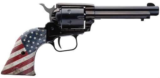 Picture of Heritage Mfg Rough Rider 22 LR 6 Shot, 4.75" Black Oxide Steel Barrel, Black Oxide Zinc Alloy Frame, Black Oxide Cylinder, US Flag Grip Manual Safety, Exposed Hammer RR22B4USFLAG