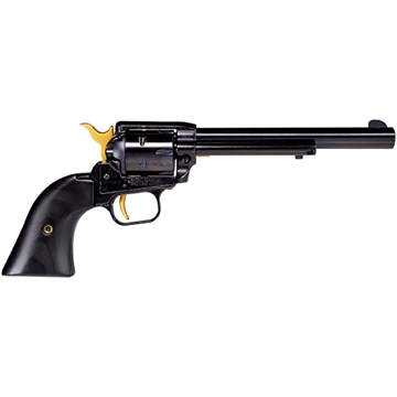Picture of Heritage Mfg RR22B6-GLD Rough Rider 22 LR 6 Shot 6.50" Black Oxide Alloy Steel Barrel, Black w/Gold Accents Steel Frame, Black Oxide Cylinder, Black Laminate Wood Grip, Manual Safety, Exposed Hammer RR22B6-GLD RR22B6GLD