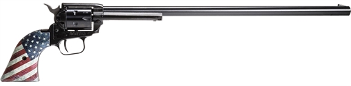 Picture of Heritage Mfg Rough Rider 22 LR 6 Shot, 16" Black Oxide Steel Barrel, Black Oxide Zinc Alloy Frame, Black Oxide Cylinder, US Flag Grip, Manual Safety, Exposed Hammer RR22B16USFLAG