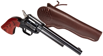 Picture of Heritage Mfg Rough Rider 22 LR 6 Shot 6.50" Black Oxide Barrel, Frame & Cylinder, Cocobolo Grips Features Hunter Debossed Leather Holster RR22B6LHOL