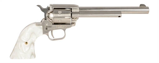 Picture of Heritage Mfg RR22NI6WP Rough Rider 22 LR 6 Shot 6.50" Nickel Satin Alloy Steel Barrel & Cylinder, Nickel Zinc Alloy Frame, White Pearl Grip, Manual Safety