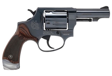 Picture of Heritage Roscoe, TALO Edition, Double/Single Action Revolver, Compact, 38 Special, 3" Barrel, Blued Finish, Black, Rosewood and Pearl Grips, Fixed Sights, 5 Rounds HR38B3RWP