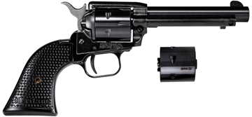 Picture of Heritage Mfg Rough Rider 22 LR/22 WMR 6 Shot, 4.75" Black Steel Barrel, Black Cerakote Zinc Alloy Frame, Black Cerakote Cylinder, Black Polymer Grip, Hammer/Thumb Safety, Exposed Hammer RR22MB4PG